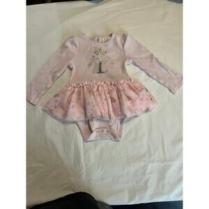 Disney Baby Princess Bodysuit Dress Pink Tulle Gold Crown Size 18–24M